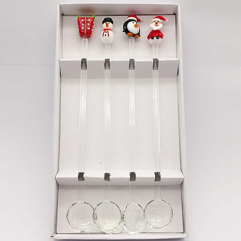 

Рождественская елка из муранского стекла, пингвин, костыль, Дед Мороз, снеговик, венок, подарочная упаковка, декоративная стеклянная ложка, 4...