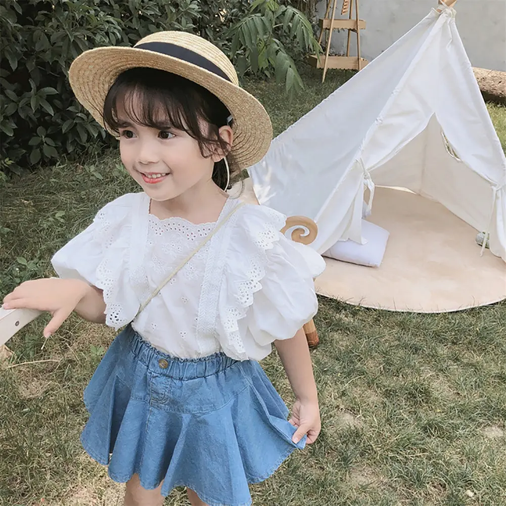 Летняя Повседневная джинсовая мини-юбка для маленьких девочек Вечерние