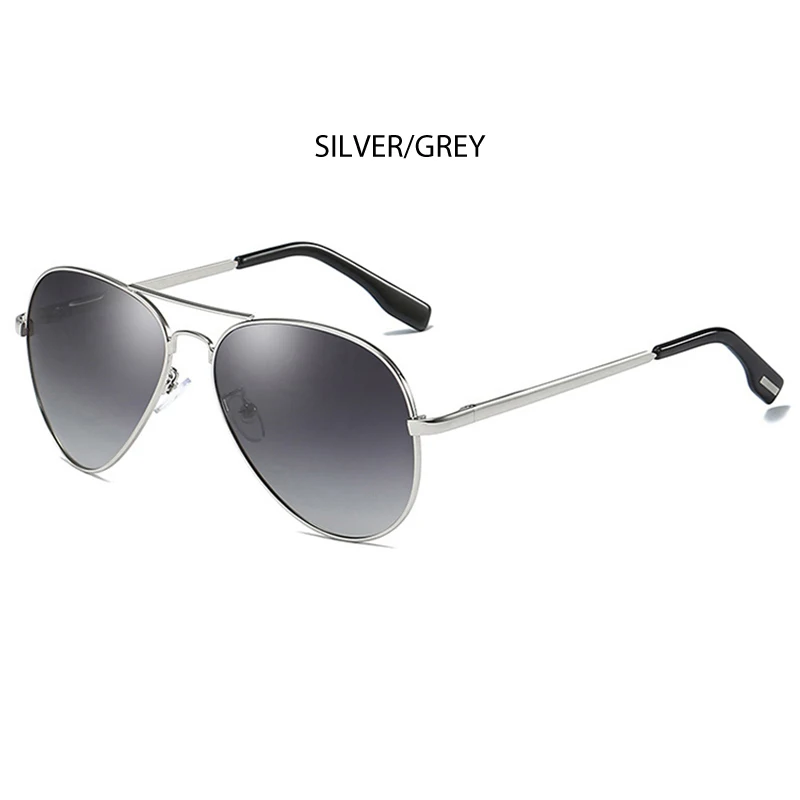 Silver Grey FUQIAN, Классические поляризованные солнцезащитные очки пилота, мужские Модные металлические солнцезащитные очки, крутые черные солнцезащитные очки для вождения, UV400 - Цвет линз: Silver Grey