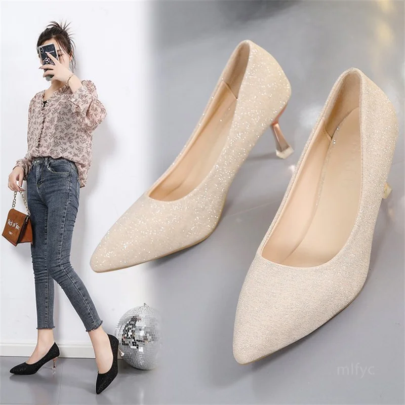 

Shoes women 2021 new pointed toe women's shoes high heels suede stiletto women's single shoes all-match professional work shoes