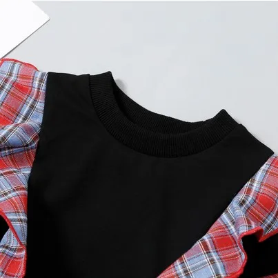 Autumn Winter Kid Baby Girl Coats New Fashion Plaid Long Sleeve Ruffle Tops Toddler Kids Clothes Cotton Casual Outfit 1-6T
