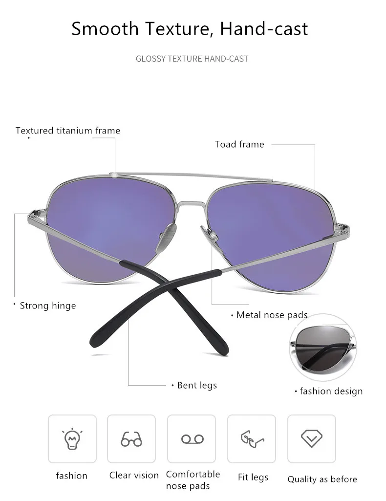 

New Pure Titanium Trend Sunglasses Men's Large Frame Casual Net Red Fashion Anti-Ultraviolet Anti-Glare Sunglasses For Women