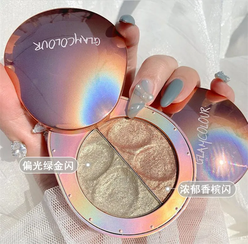 GlamColo Double Colors Highlighter Palette Face Contouring Makeup Brightener Concealer Primer Bronzer | Красота и здоровье