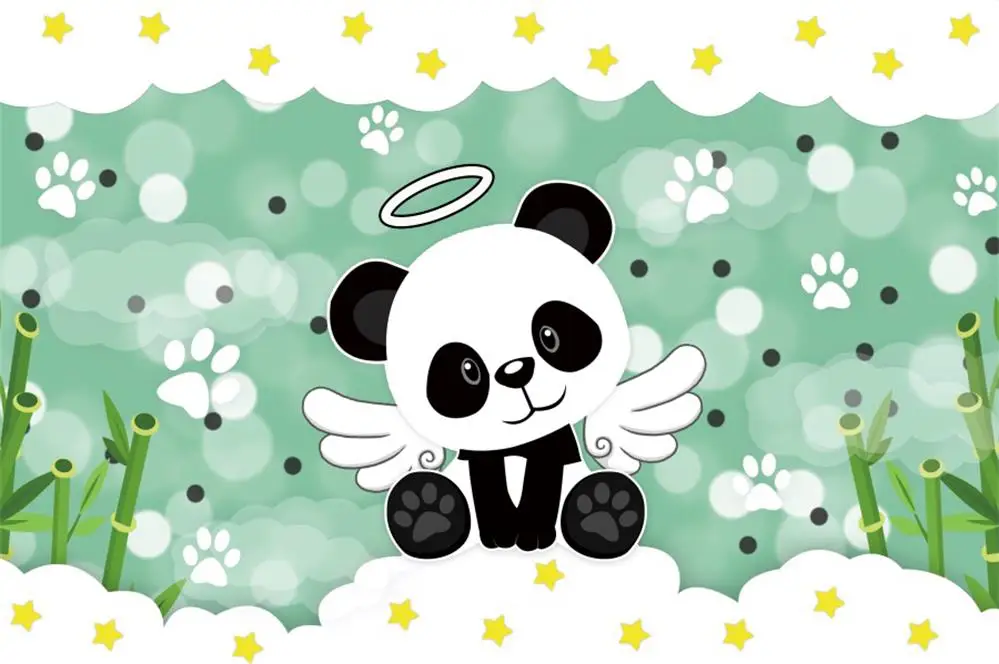 NZY06575 Laeacco Panda Green Bamboos с днем рождения Портретные Детские фотографии фоны для фотостудии - Цвет: NZY06575