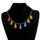 7 Цвета Радуга, фестиваль Прайд Симпатичные Желе медведь Gummy ожерелья для женщин, для девочек, стильные, в стиле панк, в стиле хип-хоп полимерные ожерелья Аксессуары