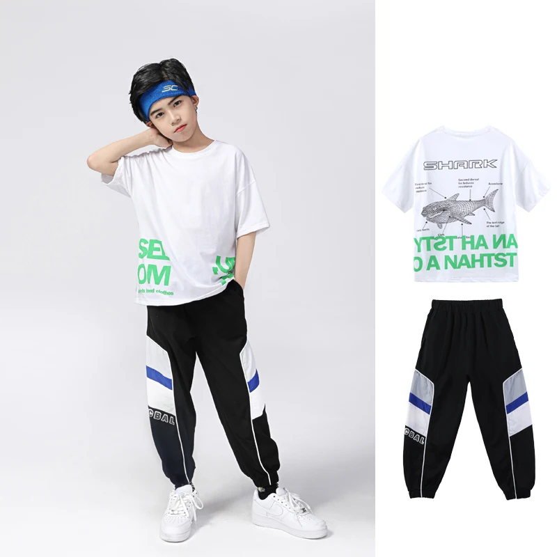

Костюмы для джазовых танцев для мальчиков, спортивный костюм новая летняя детская футболка штаны с девятью точками одежда в стиле хип-хоп У...