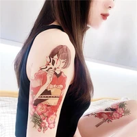124 pieces 1521cm waterproof female japanese mask geisha beauty big picture leg cover scar flower arm lasting tattoo sticker