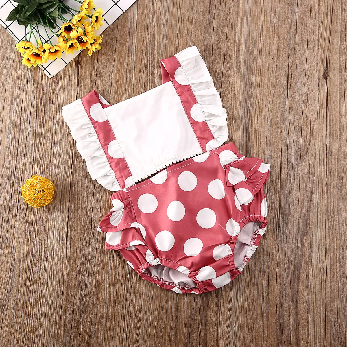 0-24M Newborn Infant Baby Girl Ruffles Romper Cute Dot Jumpsuit Backless Overalls Toddler Costumes Summer | Детская одежда и обувь