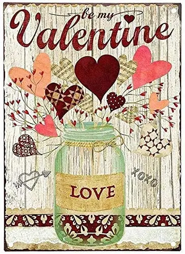 

LZATPD SLALL to My Valentine Love Retro Street Sign Household Metal Tin Sign Bar Cafe Car Motorcycle Garage Decorati