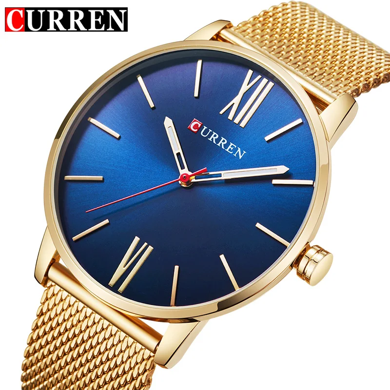 

Часы наручные CURREN Мужские с сетчатым стальным браслетом, роскошные брендовые деловые модные повседневные