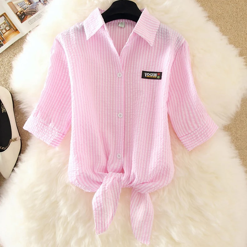 Женская синяя блузка с коротким рукавом Повседневная Свободная рубашка для