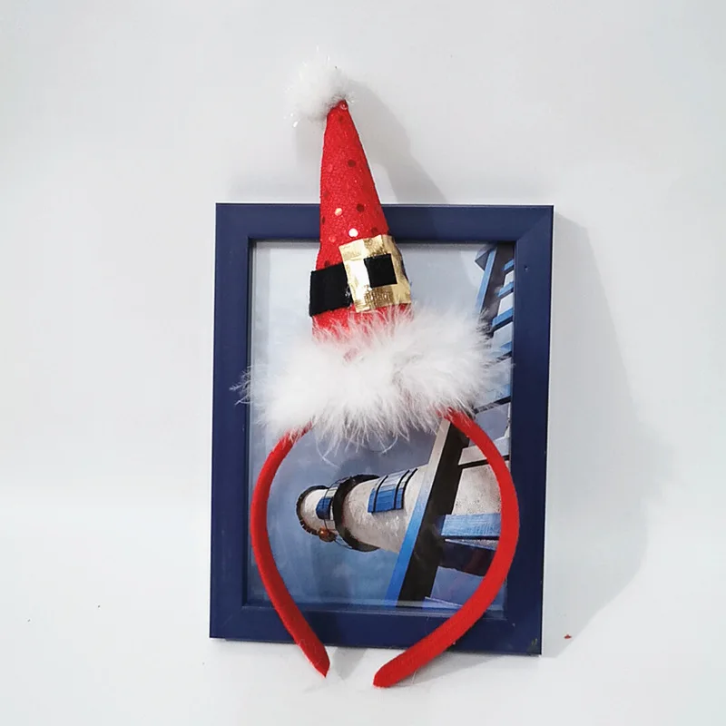 Рождественские головные повязки на голову женские для волос с перьями украшения