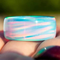 new ladies round cut natural rainbow opal ring blue sky white cloud resin ring acrylic ring multicolored glitter blue blue ring