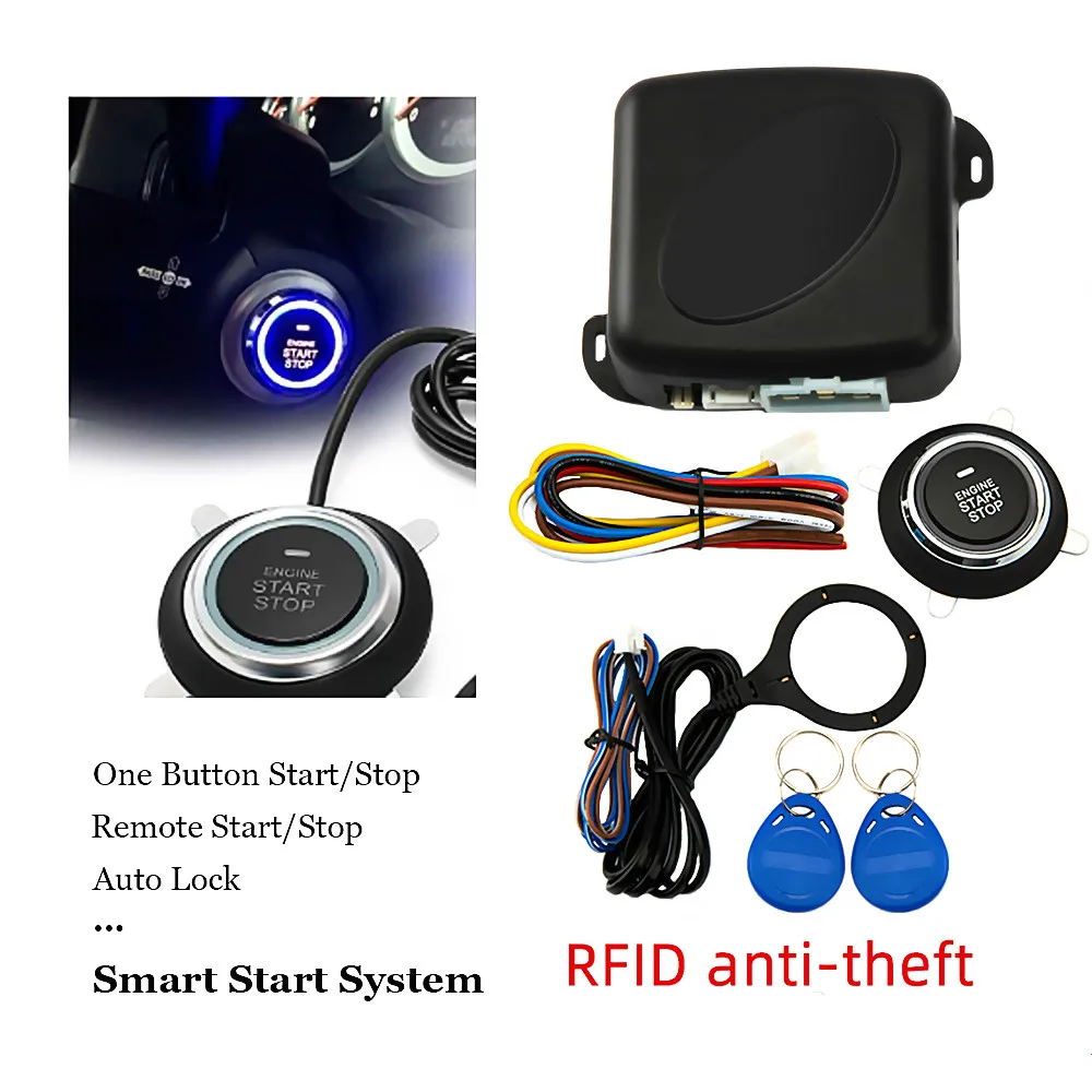 

Автомобильная сигнализация кнопка запуска и остановки двигателя RFID Система бесключевого доступа кнопка дистанционного запуска и остановки автомобиля Противоугонная система