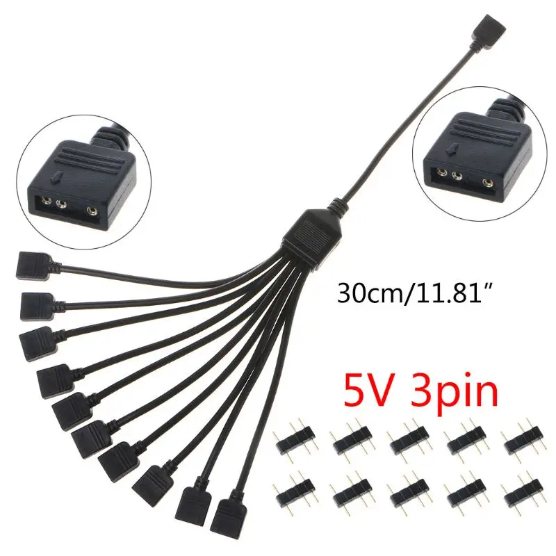 

5V3Pin Interface Transfer Extension Cable RGB Splitter for A-SUS MSI Motherboard C5AE