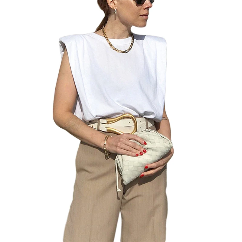 

Casual O Neck Sleeveless T-shirt Loose Ruched Streetwear Tshirt Casual Women's Tank Top For Female Clothing Spring Tide