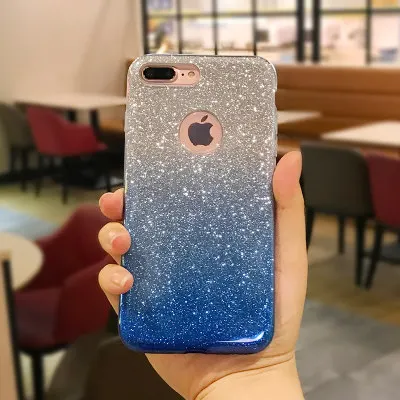 Blue Блестящий чехол для iphone X XS 11 Pro MAX XR 10 7 8 Plus 6s 6 7Plus градиентные цвета Мягкий ТПУ силиконовый прозрачный чехол - Цвет: Blue