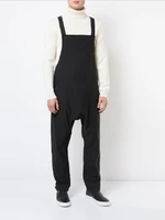 mens cargo jumpsuit casual overalls spring and autumn new black loose harlan pants low crotch pants hairstylist jumpsuit