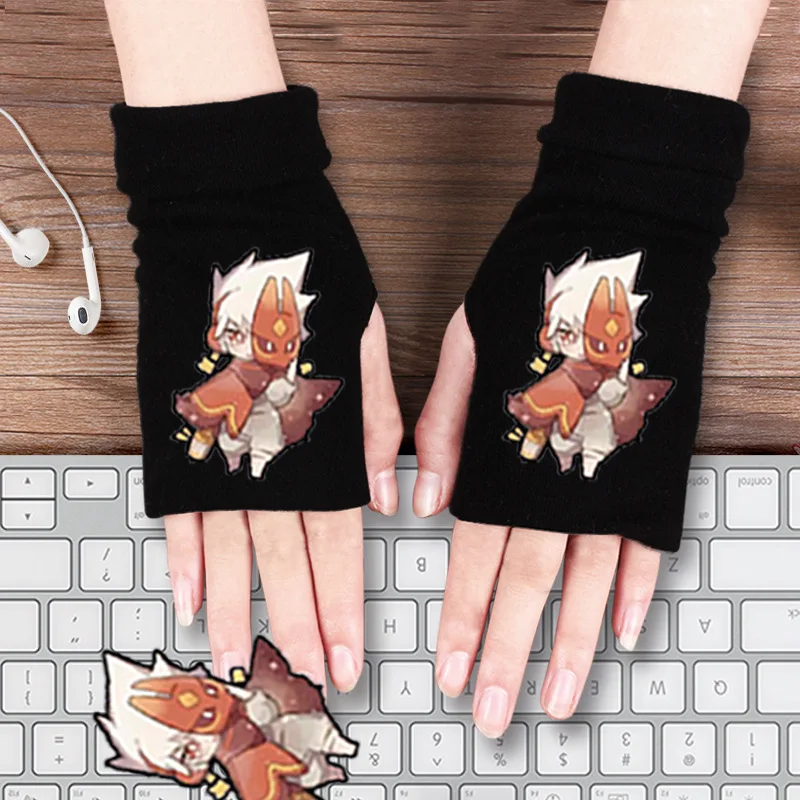 Купи Anime Sky Cartoon lolita Cosplay Gloves men and women autumn and winter warm half finger students gloves riding tide handsome за 116 рублей в магазине AliExpress