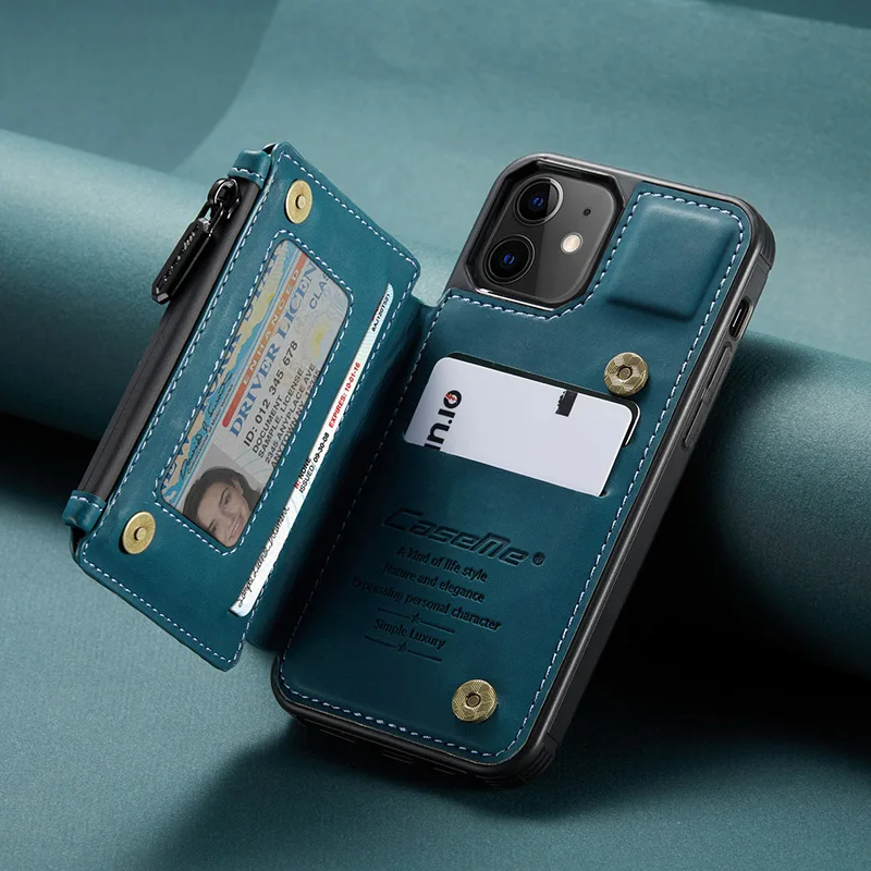 Роскошный чехол бумажник с откидной крышкой для IPhone 11 12 Pro Max 7 8 Plus кожаный