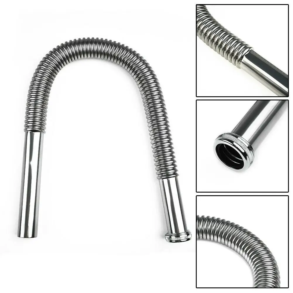 Серебристый Стальной сифон гибкий умывальник набор отходов раковины 800 мм