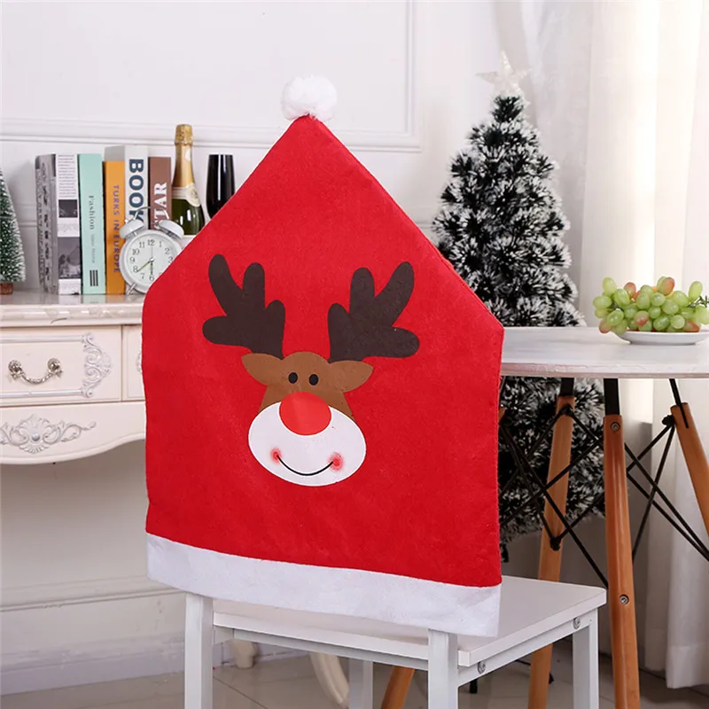 Рождественские чехлы на стулья Санта Клаус рождественские кухонные скатерти