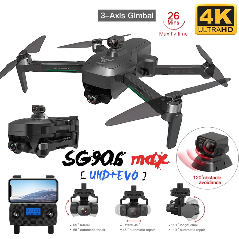 SG906 Max/906 pro2 Дрон с разрешением 4k HD механический гидростабилизатор Камера 5G Wi Fi Gps и