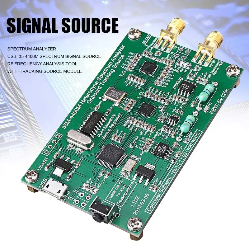 

New Spectrum Analyzer USB 35-4400M Spectrum Signal Source RF Frequency Analysis Tool with Tracking Source Module NE