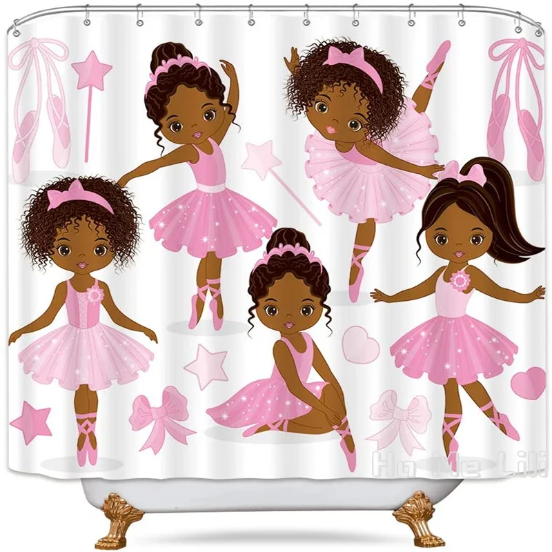 

Pink Ballet By Ho Me Lili Shower Curtain Girl Dancer Skirt Gymnastic Nursery Bathroom Child For Bathtub Include Plastic Hooks