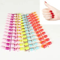 24pcs solid pure color fake nail art decoration 31 colors choose short square head full cover false nails tips with glue sticker
