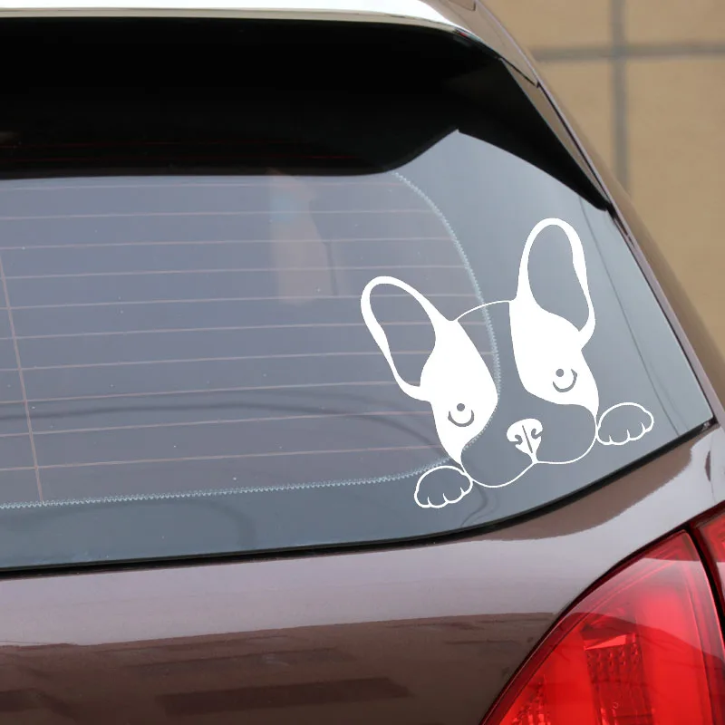 

YJZT 13.8X14.6CM Funny Cartoon Vinyl Decal Puppy Dog Pets Animal Car Stickers Black/Silver C24-1408