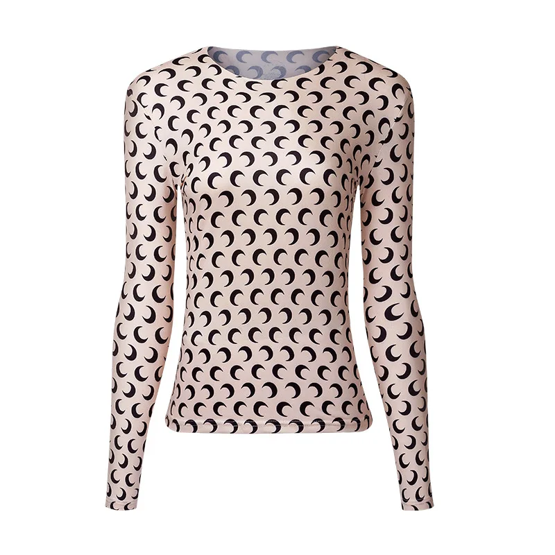 S-4XL женские топы весна-лето 2019 сексуальные с длинным рукавом и принтом Луны