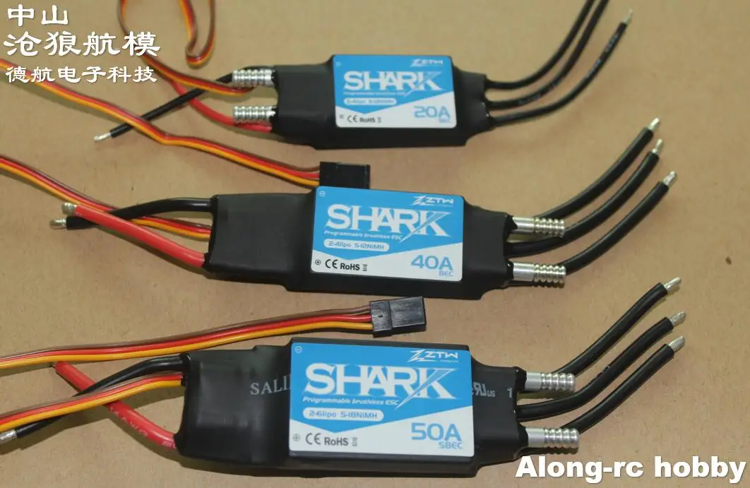 ZTW Shark 20A 40A 50A 60A 70A 80A водонепроницаемый бесщеточный CW/CCW ESC для лодок с системой