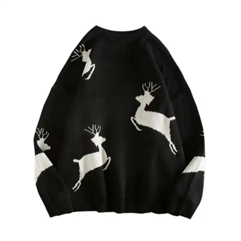 

Christmas Elk Patterns Oversize Chic Sweaters for Ladies Elegant Knitted Pullovers Winter Chic Elegant All-match Top 2020 Winter