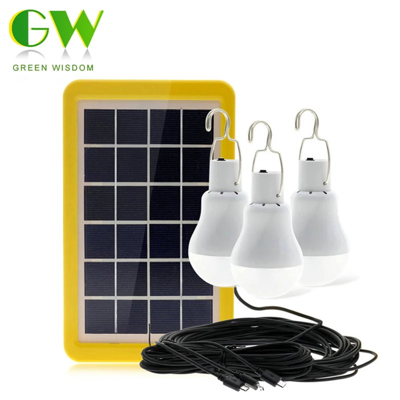Portable Solar Lamp 15W LED Solar Light Bulb Solar Energy Panel Powered Emergency Tent Lights for Garden Outdoor Camping Fishing