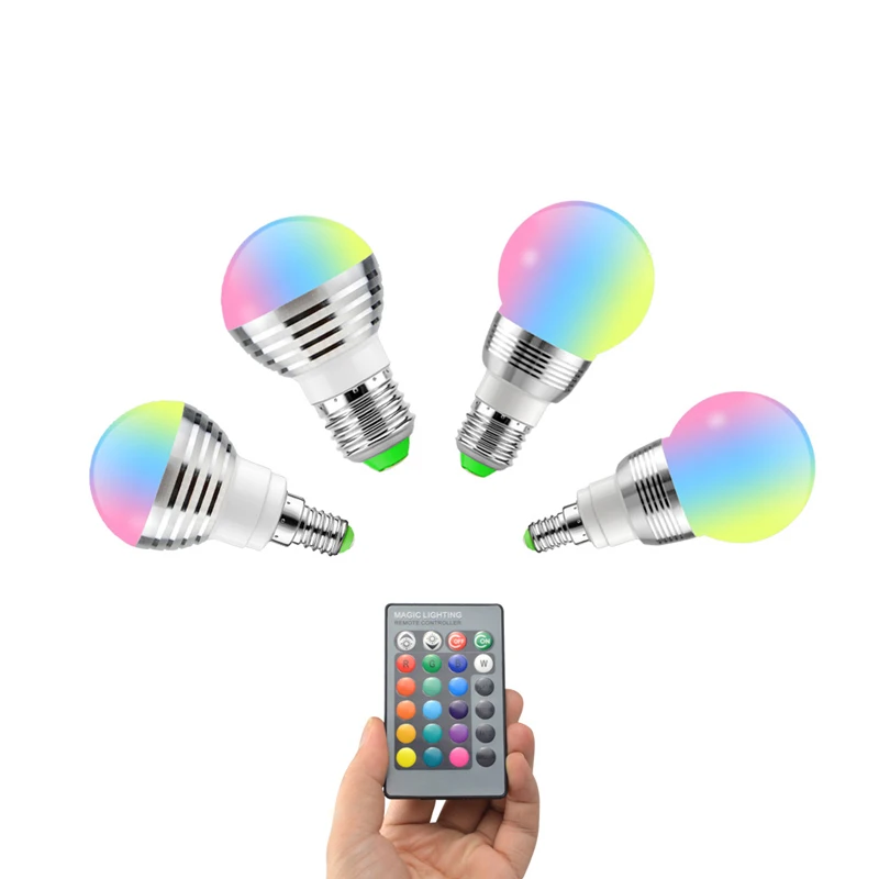 

E27 E14 LED Bulb 5W 7W RGB 16 Color Changeable LED Lamp 110V 220V RGB LED Light Bulb Spotlight With IR Remote Control Home Decor