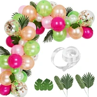 85pcslot tropical balloon arch garland kit palm leaves hawaii party decor pink green gold confetti balloons chain party decor