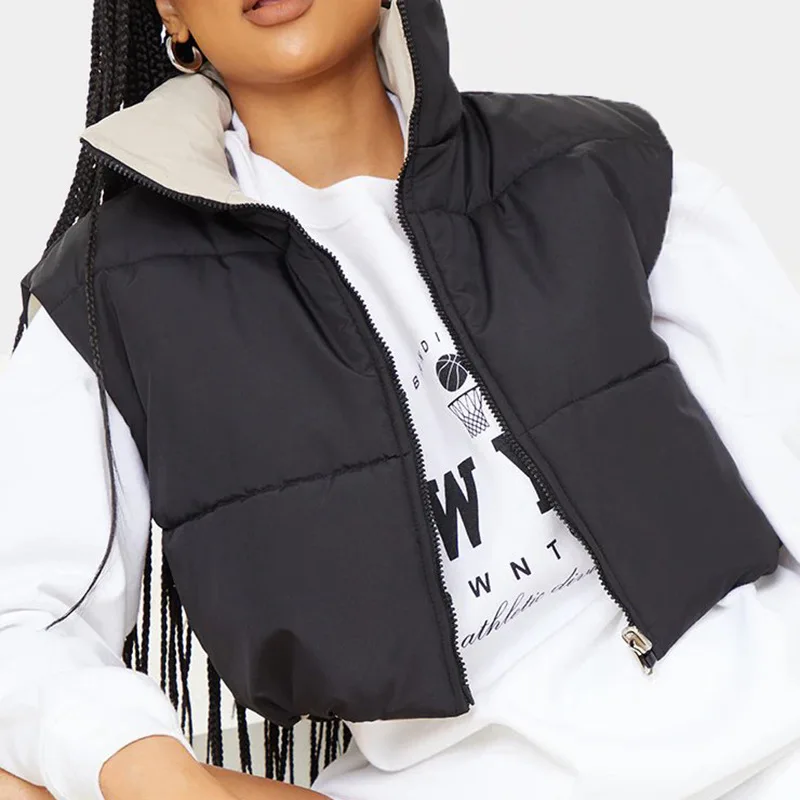 Winter Puffer Coats Sleeveless Women Autumn Down Jacket Vest Warm Waistcoat Parka Female Short Cotton Jackets Women 2021 Fashion