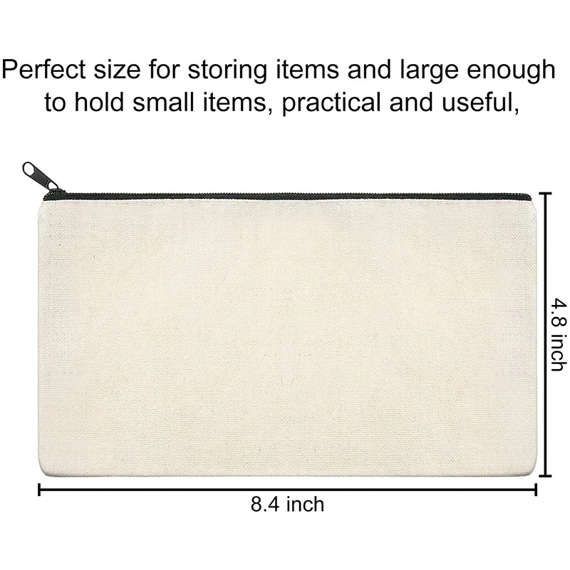 

Canvas Zipper Bags Canvas Pencil Pouch Canvas Makeup Bags Blank Canvas Pencil Case DIY Craft Bags(14 Pieces)