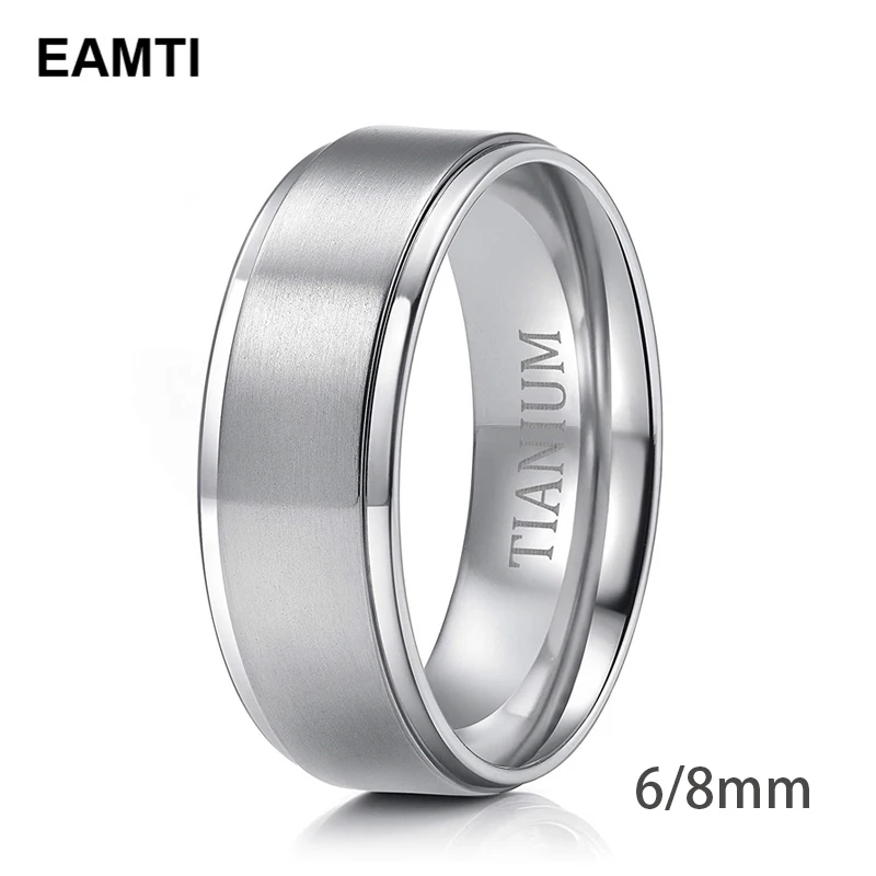 

Eamti 6mm Men Ring Titanium Silver Color 8mm Man Women Engagement Ring Wedding Band Simple Finger Rings Brand Jewelry bague