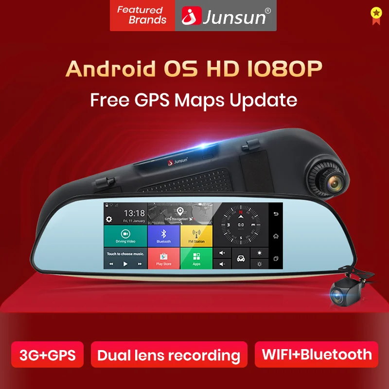 Junsun 6.5 &quotАвтомобильные видеорегистраторы 3g Зеркало заднего вида с