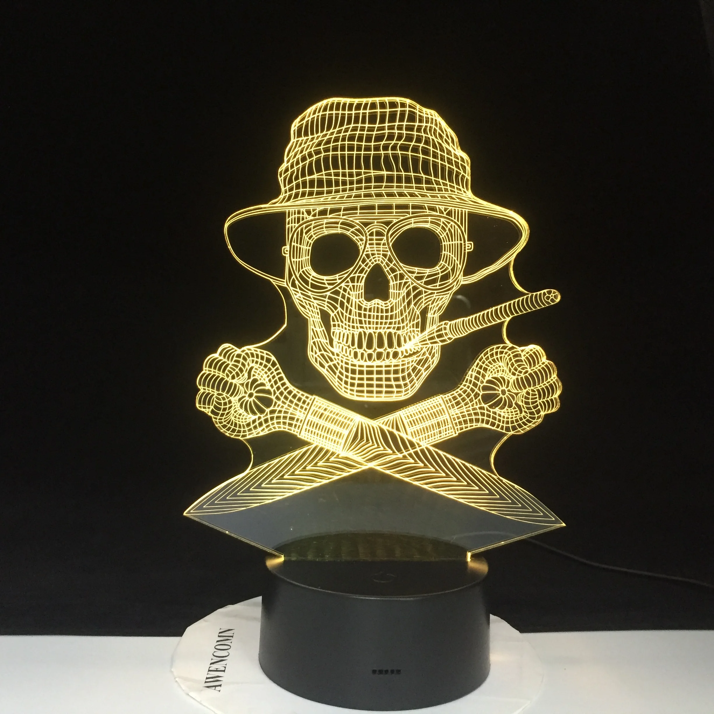 3D-3390 Скелет пират 3D лампа светодиодный USB креативный Череп 3d Ночник светильник 7