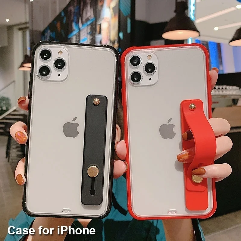 Чехол для iPhone 11 X XR XS Max 8 7 6 6S Plus прозрачный мягкий Силиконовый противоударный чехол с ремешком на