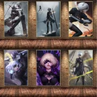 Японская Картина на холсте с аниме Nier Automata Fight Game Girl, плакаты и принты, картина на стену для гостиной, домашний декор