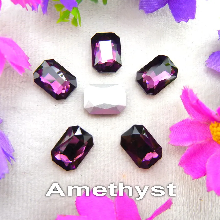 A14 Amethyst Стеклянный кристалл 4*6 мм 6*8 мм 8*10 мм 10*14 мм 13*18 мм 18*25 мм 18*27 мм цвета прямоугольной формы клей на кристаллы бусины со стразами сделай сам - Цвет: A14 Amethyst