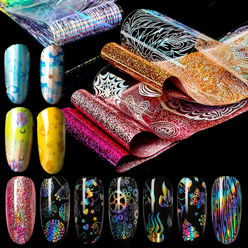 Четыре Лили голографический лак для ногтей Фольга наклейки передачи звездное