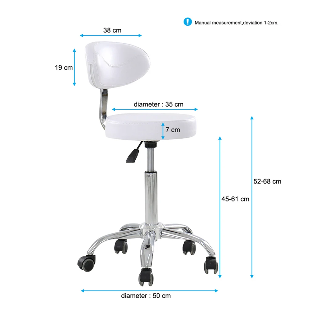 Salon Beauty Saddle Chair White Leather High Stool Rotating Adjustable Lift Barber Tattoo Chairs with Backrest for Facial Spa | Мебель