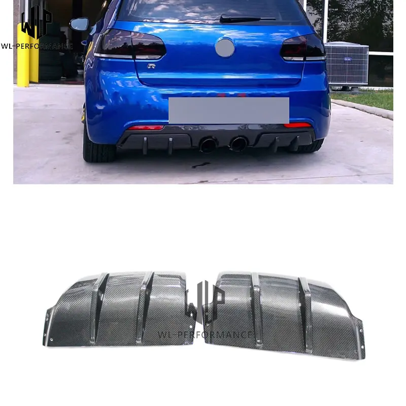 Golf 6 MK6 R20 задний бампер из углеродного волокна диффузор Средний два выхлопа для VW