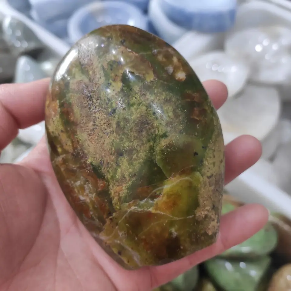 

Beautiful Natural Green Opel Stone Stand Ornament Raw Gemstone Meditation Crystal Healing Energy Mineral Home Decoration