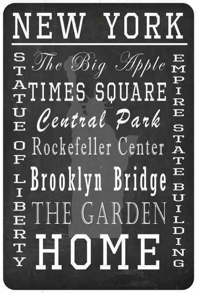 

New York NY Landmarks Novelty Gift Metal Sign 12x8 Inches